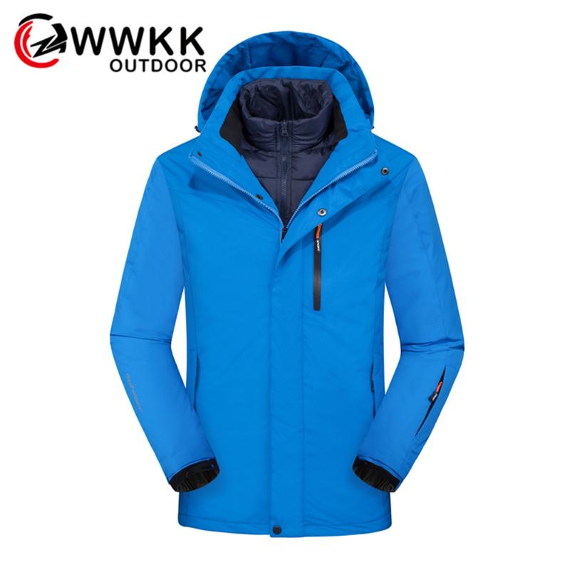 

WWKK Winter Keep Warm Hiking Jacket Camping Skiing Casual Men Sportswear Windproof Zipper Hooded Mountaineering Jackets, Black