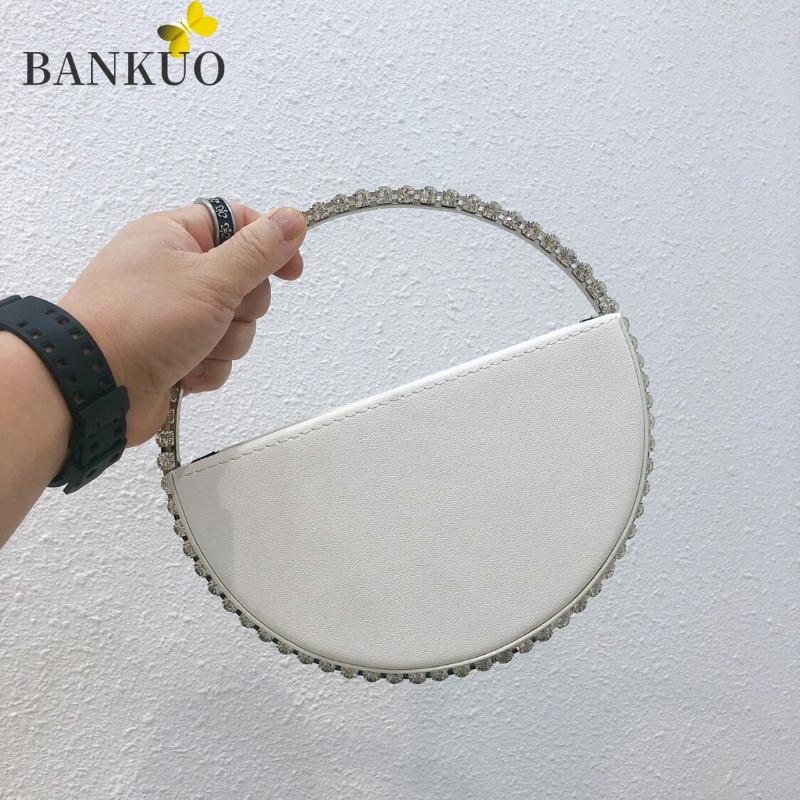 

BANKUO 2021 Early Spring New Women's Bags Rainbow Rhinestone Bag Evening BagKorea High-end Fashionable Popular Handbags C10, Black