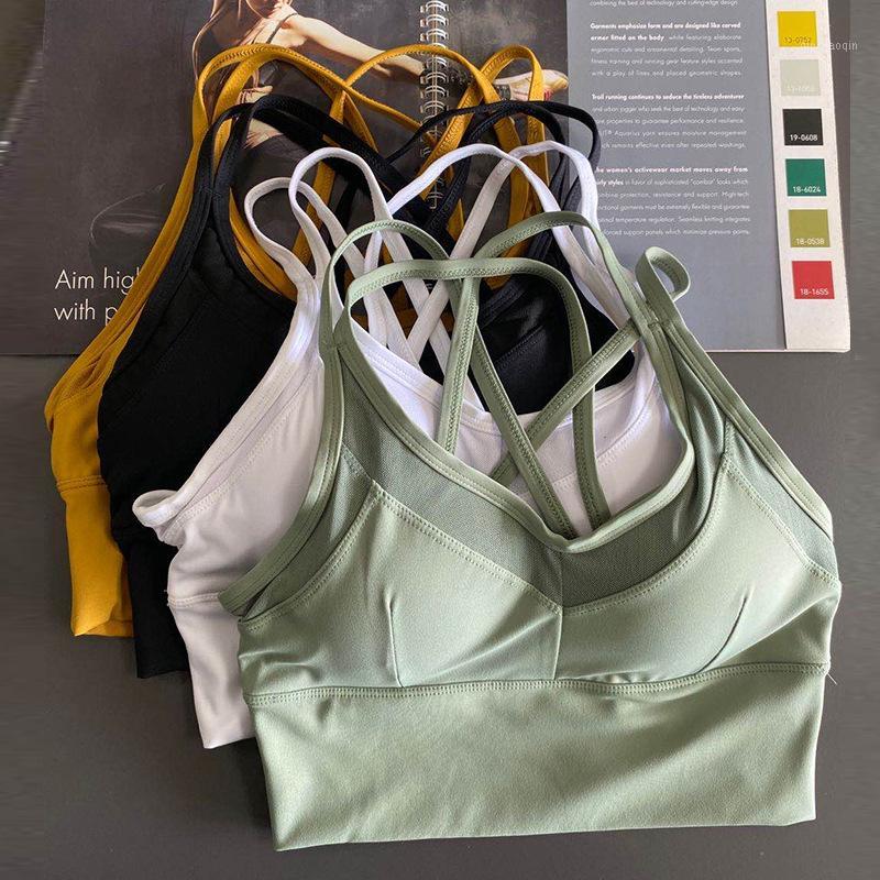 

New Sports Bras For Women Cross Back Running Yoga Fitness Bralette 4 Colors Spandex Crop Top Thin Strap Sportswear1