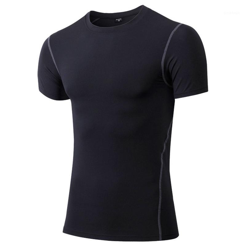

New Running T-Shirt Quick Dry Shirt Men Compression Fitness Short Sleeve Sportswear Gym Cycling Yoga Bodybuilding Sports Suit1, Black