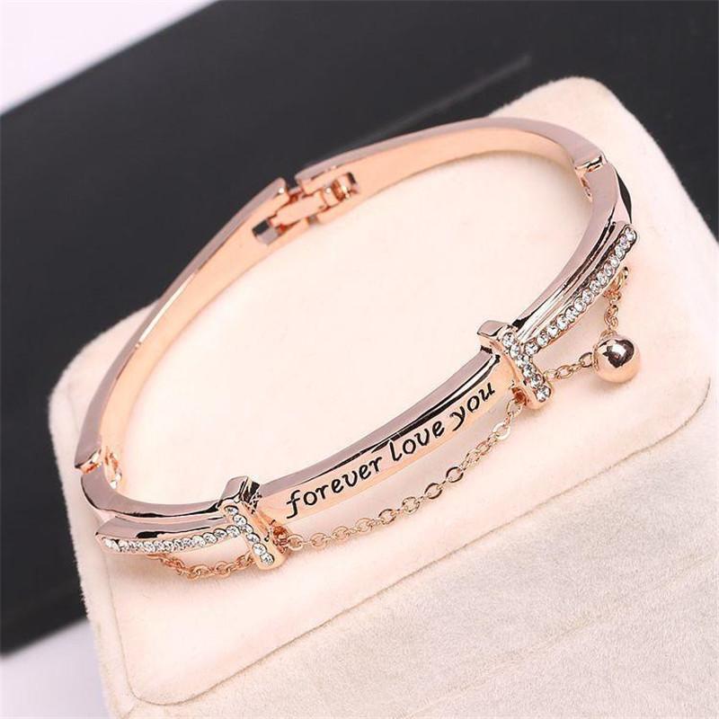 

Luxury Gold Rhinestone Chain Bracelet Fashion Women's Wedding Party Jewelry Romantic Lady Valentine's Day Gifts Accessories