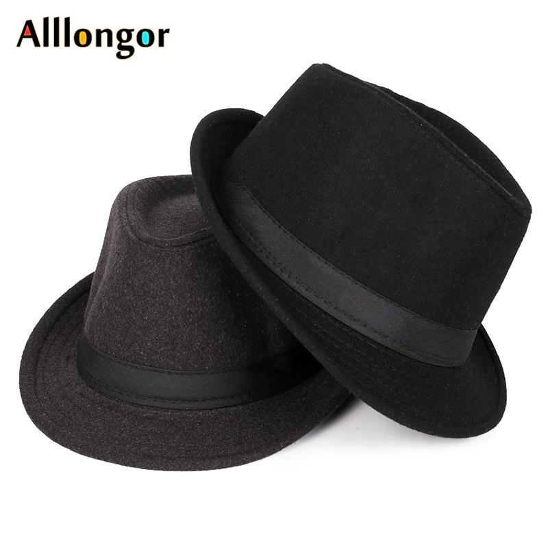 

Classics Autumn 2020 Winter Short Brim Felt Fedoras Hat Men Black Red panama Vintage top mens hats gentleman fedora