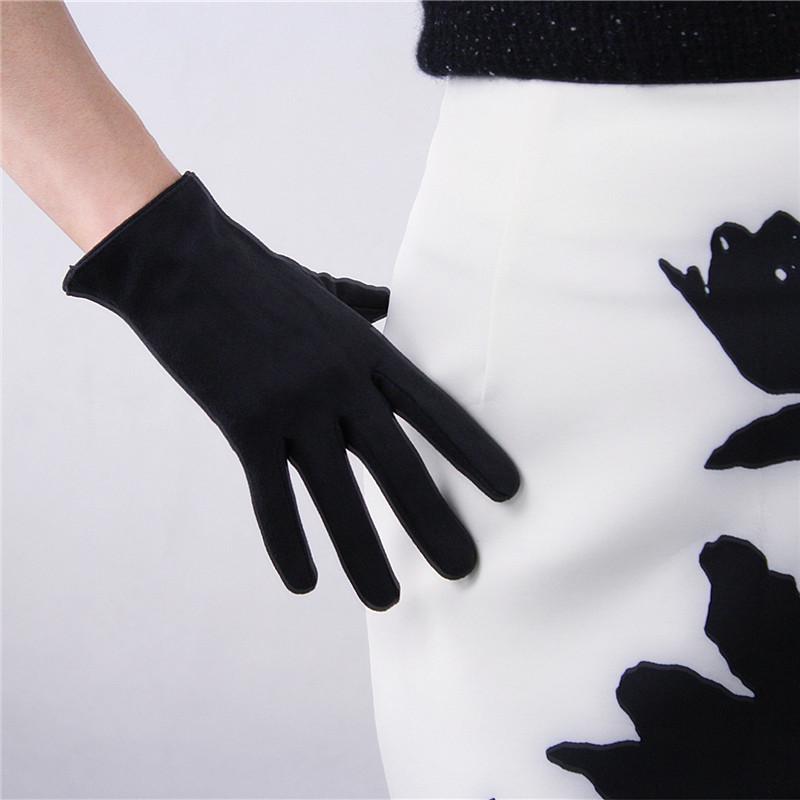 

Suede Gloves 21cm Matte Black Scrub Suede Emulation Leather Female Basic Short Section Women Gloves Free Shipping WJP31