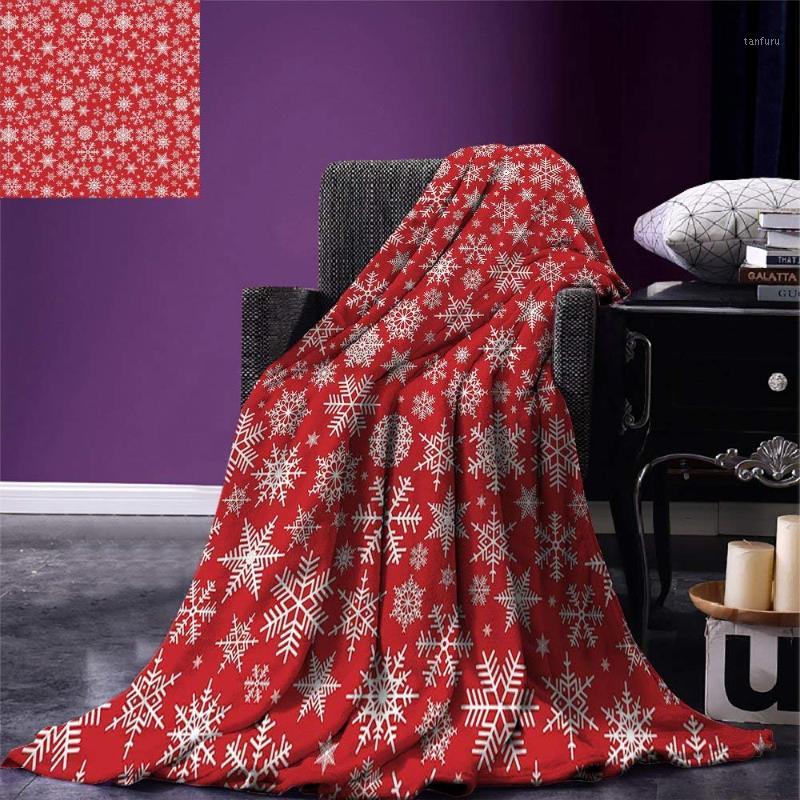 

Red Throw Blanket Various Different Snowflakes with Rich Details Festive Christmas Season in Wintertime Warm Microfiber1