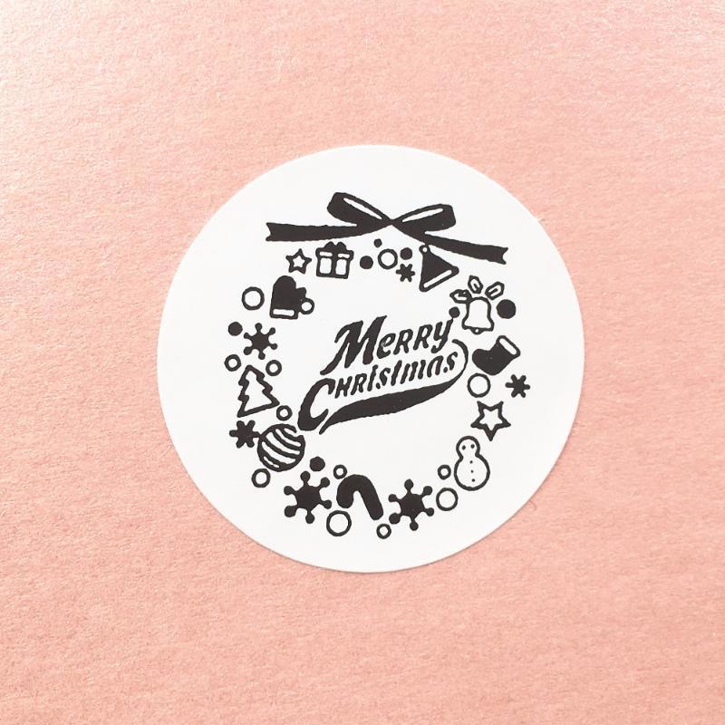 

3.5cm White Paper Merry Christmas Stickers DIY Gift Label Sticker Packing Labels Gift Box/Bags Sealing Stickers1