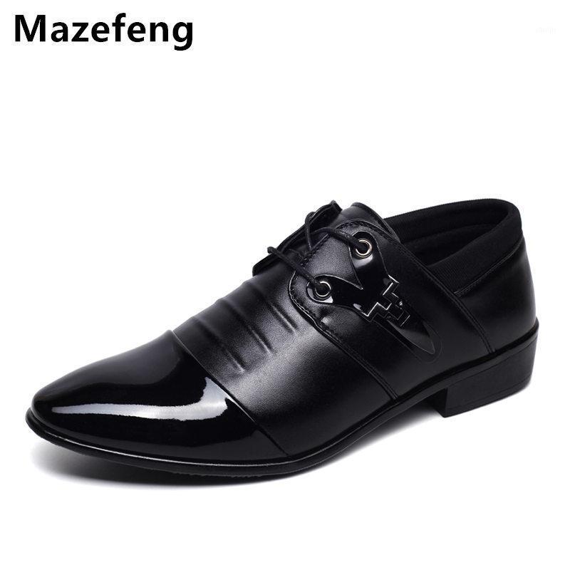 

Mazefeng New 2020 England Style Spring Male Leather Shoes Lace-up Round Toe Men Dress Shoes Solid Fashion Business1, As pic