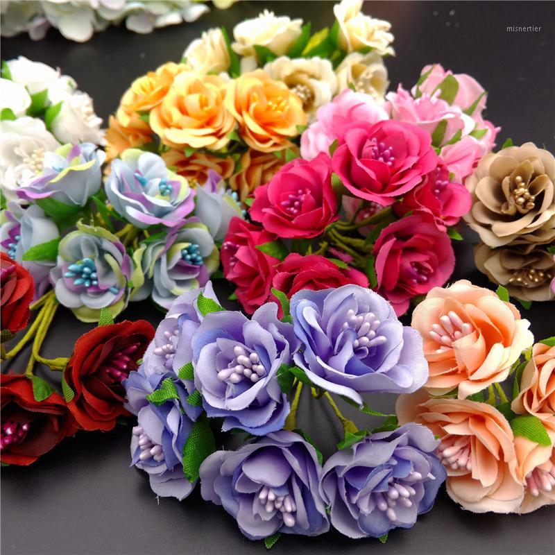 

60 pcs/set Handmade Diy Accessories Garland Creative Wedding Candy Box Decoration Material Camellia Fake Flower Simulation Rose1, Plum