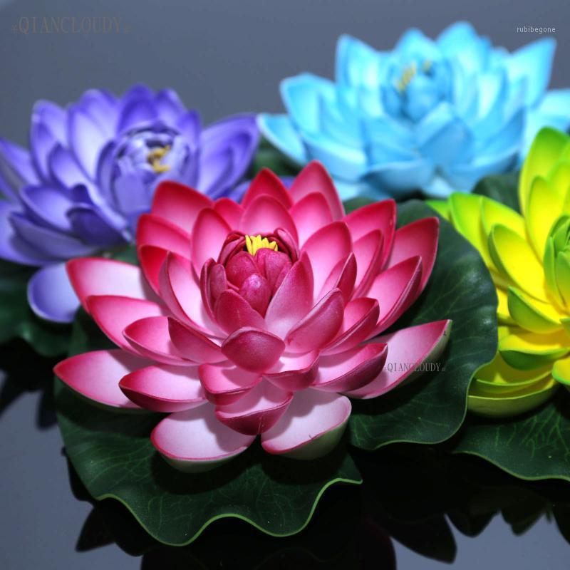 

Artificial Fake Lotus Lily leaf flowers Water POOL Floating pond flowers wedding decoration Garden 17CM B121, Red