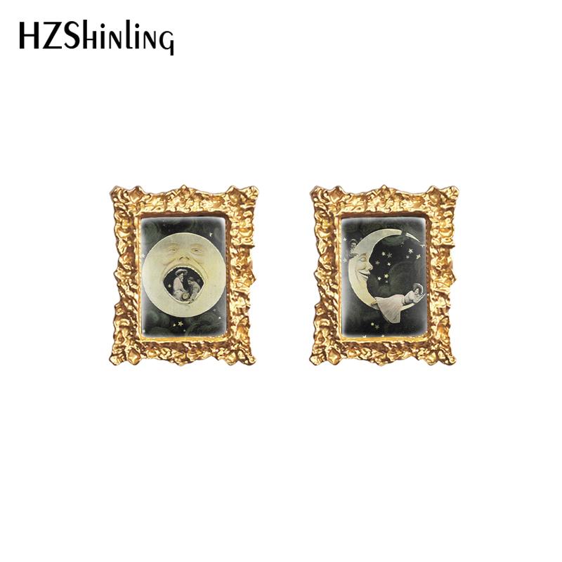 

Stud 2021 Secrets Of The Sun And Moon Earring Abstract Art Square Earrings Vintage Glass Po Jewelry Gifts