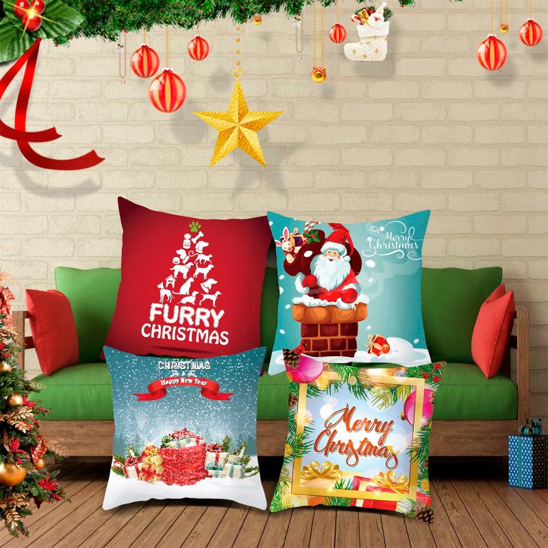 

Christmas Decoration Cushion Cover Peach Skin Velve Santa Pillow Case Cover Xmas Decoration Pillow Home Decorations L922