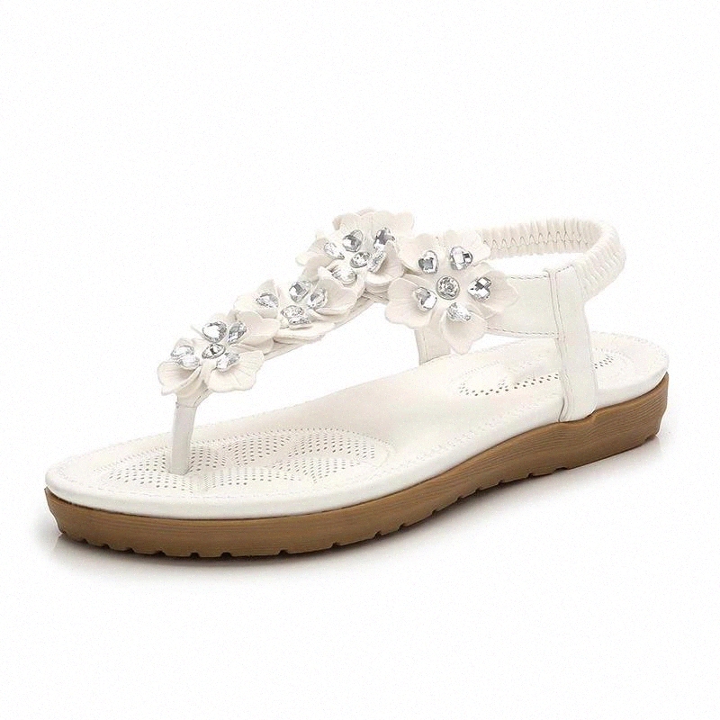 

2020 Women Flat Sandals Summer Seaside Comfortable Beach Sandals Handmade Fashion Open Toe Beautiful Rome Slippers Plus Size #Kn4V, Black