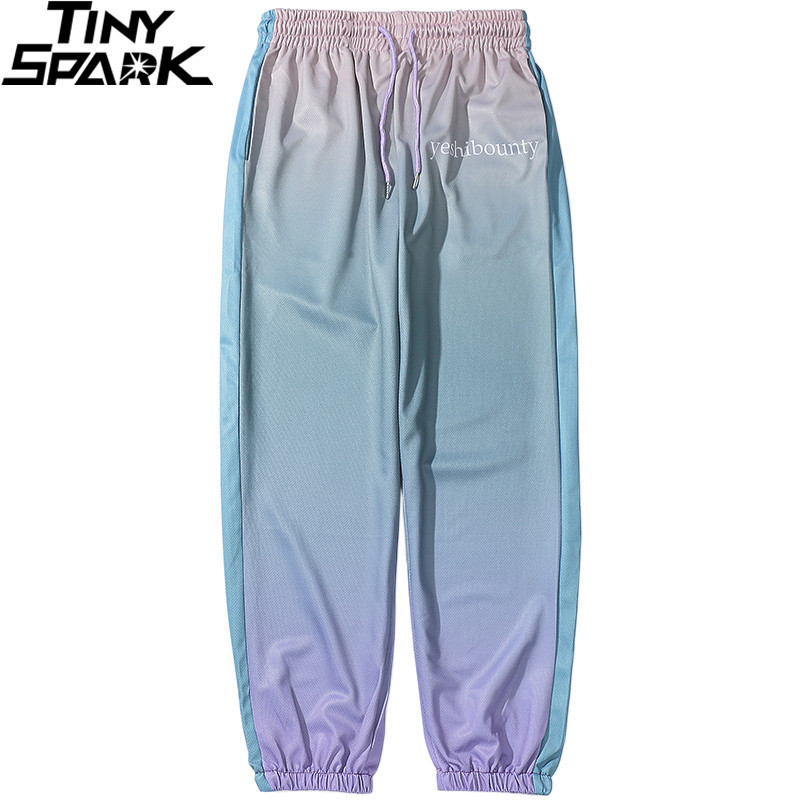 

2020 Hip Hop Joggers Pants Gradient Color Streetwear Men Harajuku Sweatpants Casual Autumn Track Pant Soft HipHop Harem Trousers, A113018 blue