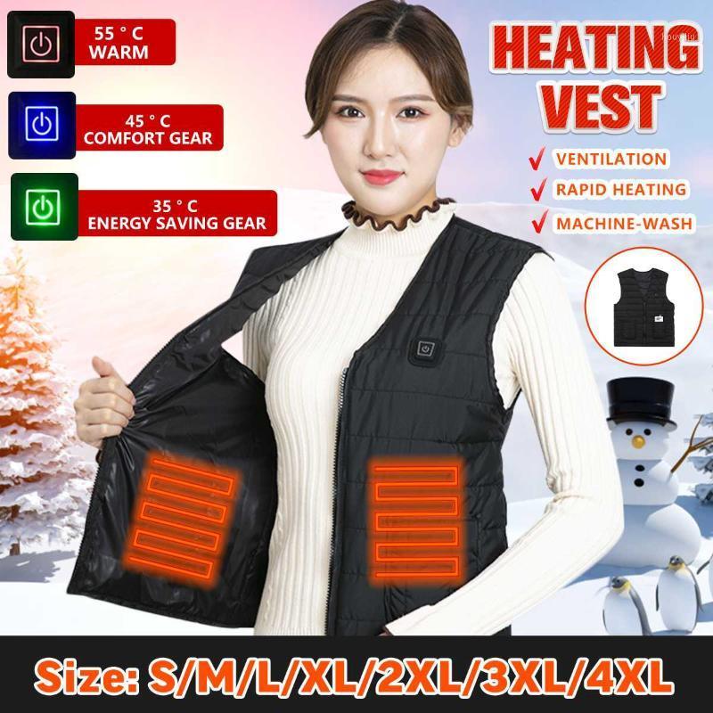 

2020 Winter Unisex USB 3 Gear Adjustable Heating Vest Recharge Electric Heated Coat Jacket Infrared kating Ski Sport Waistcoat1, As pic