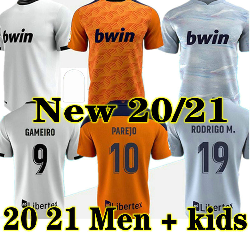 

New 2020 2021 soccer jerseys home white PAREJO GAYA 20 21 away orange soccer shirts third light blue customized football uniforms, Black;yellow