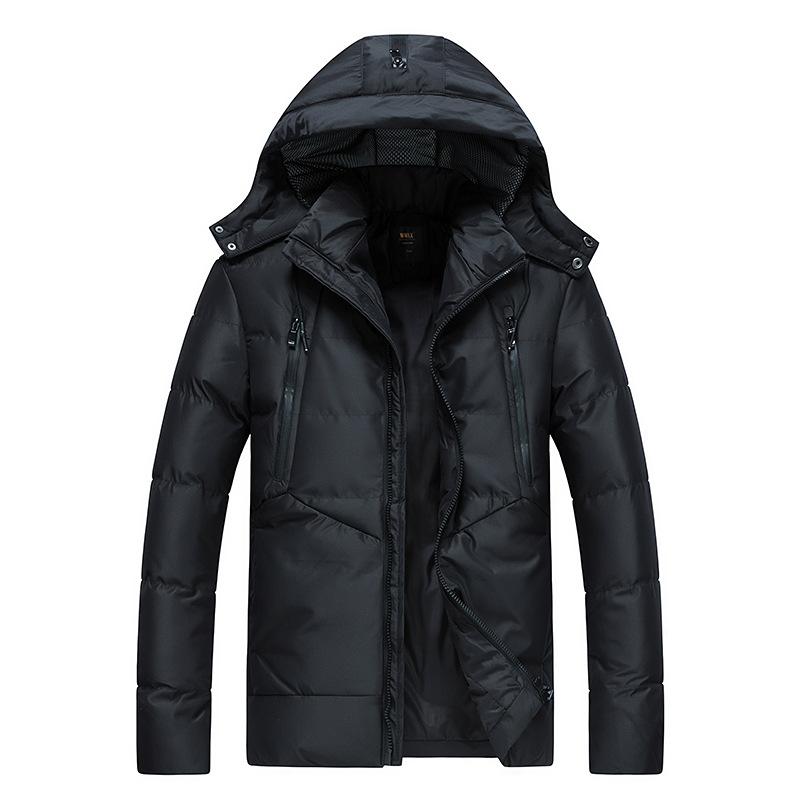 

Rlyaeiz High Quality 2020 Winter Jacket Men Thicken Windproof Warm Hooded Parkas Coats Solid Down Jackets Mid-long Winter Coat, Dark blue
