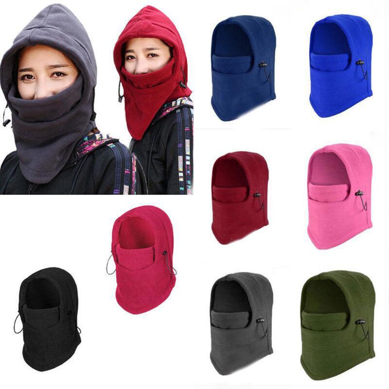 

Solid Color Winter Windproof Hiking Caps Warm Thermal Fleece Hat Face Scarf for Men Motorcycle Neck Warmer Helmet Hat