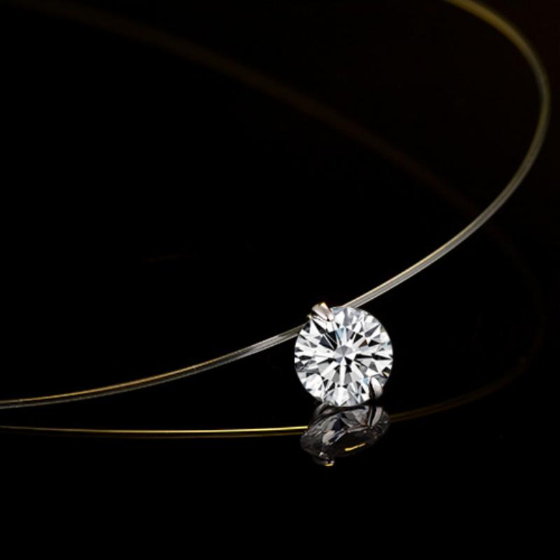 

Fashion Transparent Fishing Line Necklace Clear Zircon Pendant Necklace Decorative Crystal Rhinestone Women Hot Sale W3