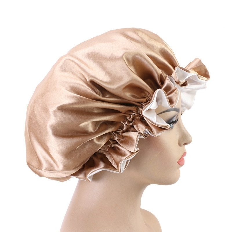 

98New Solid Women Satin Bonnet Fashion Stain Silky Big for Lady Sleep Cap Headwrap Hat Hair Wrap Accessories Wholesale, Blue;gray