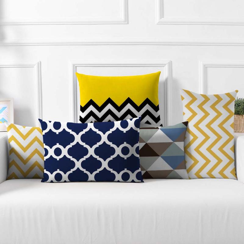 

Fuwatacchi Rectangle Cushion Cover Geometric Wave Pillowcase for Sofa Decorative Yellow Polyester Pillows Covers 30*50cm, Pc12292