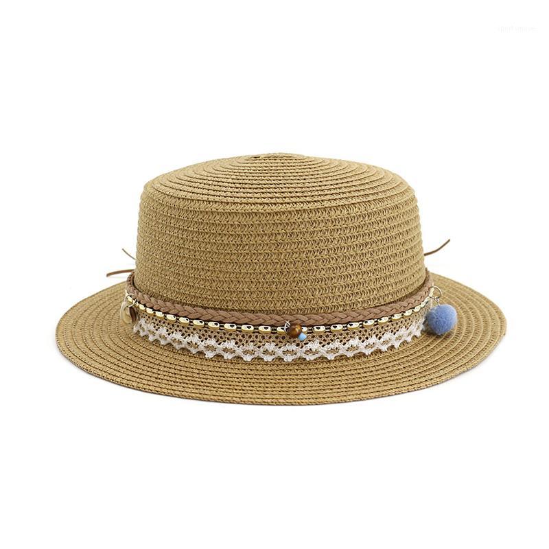 

New Lei Ribbon Charm Decoration Straw Hat Beach Shade Flat Hat Fashionable Wild Lady Fisherman Fresh Spring Summer 20201, Style 4