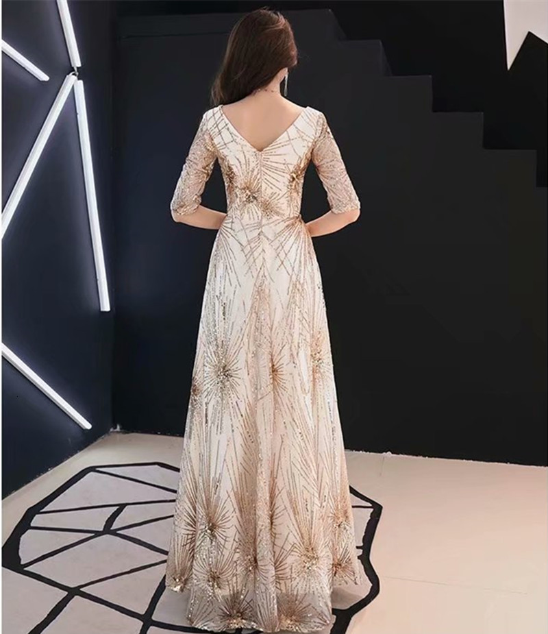 

2021 New Robe Soiree Hot Sale Elegant Evening Clothes Decorated v Half 19HL, White