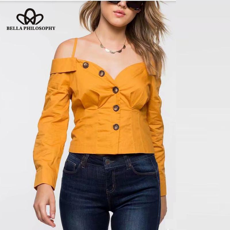 

Herstory 2021 vintage vestidos slash neck buttons sling blouse shirt fashion women long sleeve sexy clothing chic tops, Yellow