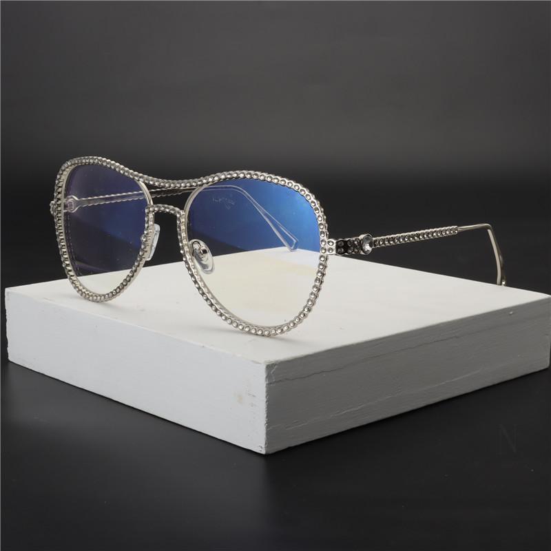 

Sunglasses 2021 Pilot Women Brand Design Oversize Sun Glasses Vintage Diamond Optical Female Clear Lens Student ShadesNX