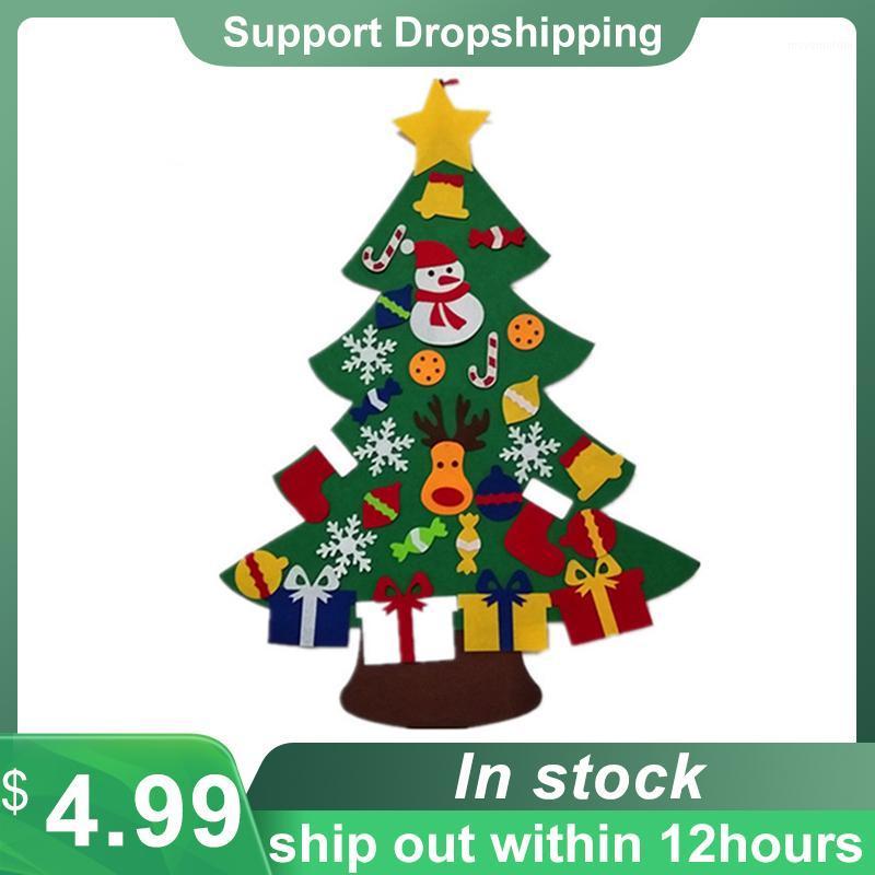 

30Pcs DIY Felt Christmas Tree 3D christmas tree for kids Children Xma Gifts felt ornaments Hanging Home Door1