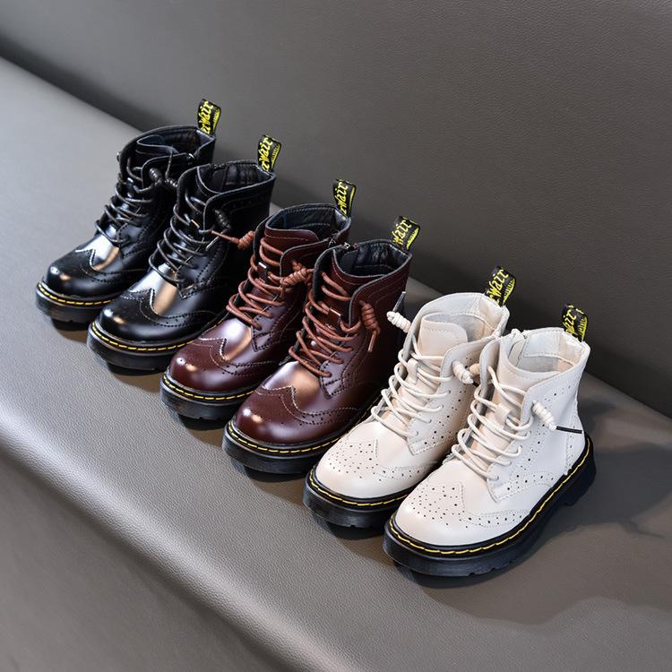 

Fashion Kids High-top Leather Boots Autumn And Winter New British Boys Boots Children's, Black