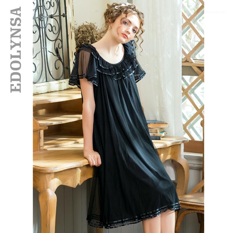 

Nightdress Plus Size Laced Cotton Home Dress Lingerie Babydoll Nightgown Long White Princess Style Women Summer Night Dress T8241