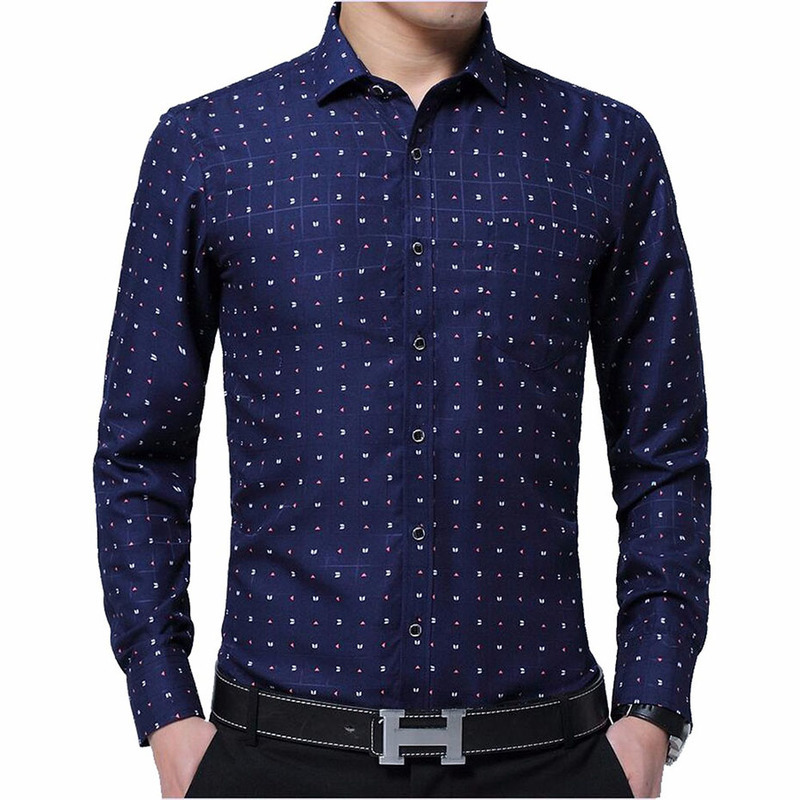 

2021 New Mens Long Sleeve Business Spring Autumn Male Dot Shirts Floral Printed Slim Formal Shirt Men 5xlb, Sky blue