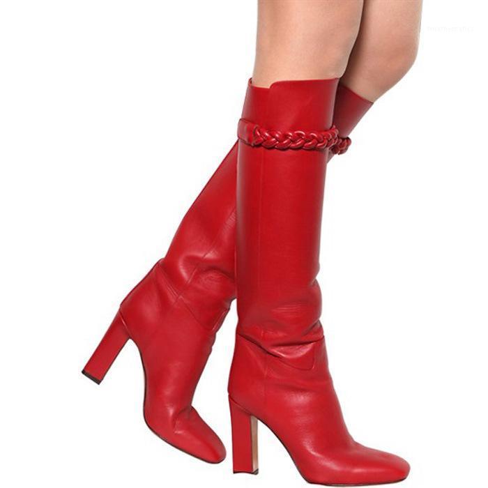 

Unisex Men Women Sexy Knee-High Boots Red Black Brown Chunky Heels Boots 42 43 44 45 10 12 131