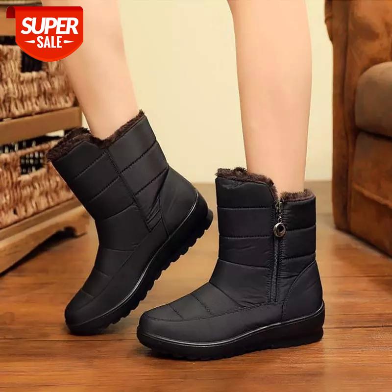 

No-slip Fur Ankle Boots Women Shoes Waterproof Side Zipper Wram Plush Round Toe Female Snow Boots Female Winter Shoes Plus size #Bi6a, Black