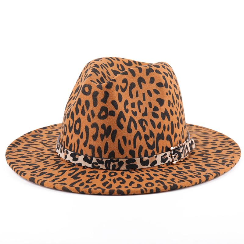 

Winter 2021Fashion Women's Hat Men's Flat Top Brim Panama Wool Felt Jazz Fedora Cap Men's Leopard Print Gothic Wedding Hats, Army green