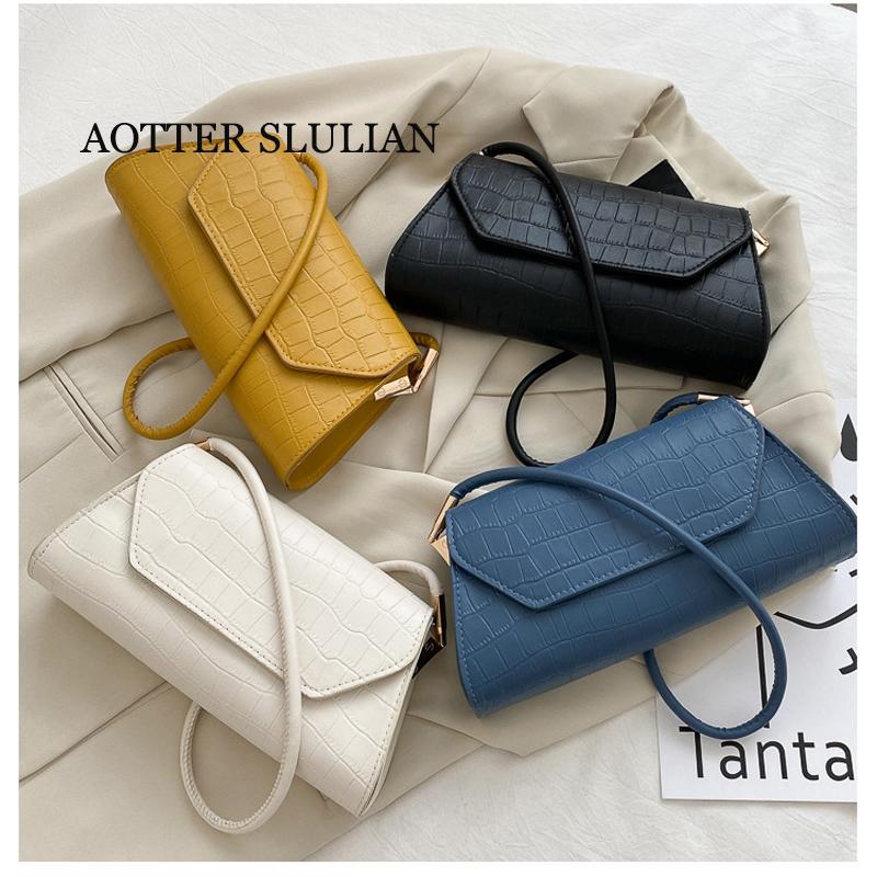 

Vintage Crocodile Pattern Baguette Bags Fashion Women PU Leather Shoulder Bags New Ladies Armpit Bag Retro Luxury Design Handbag, Black