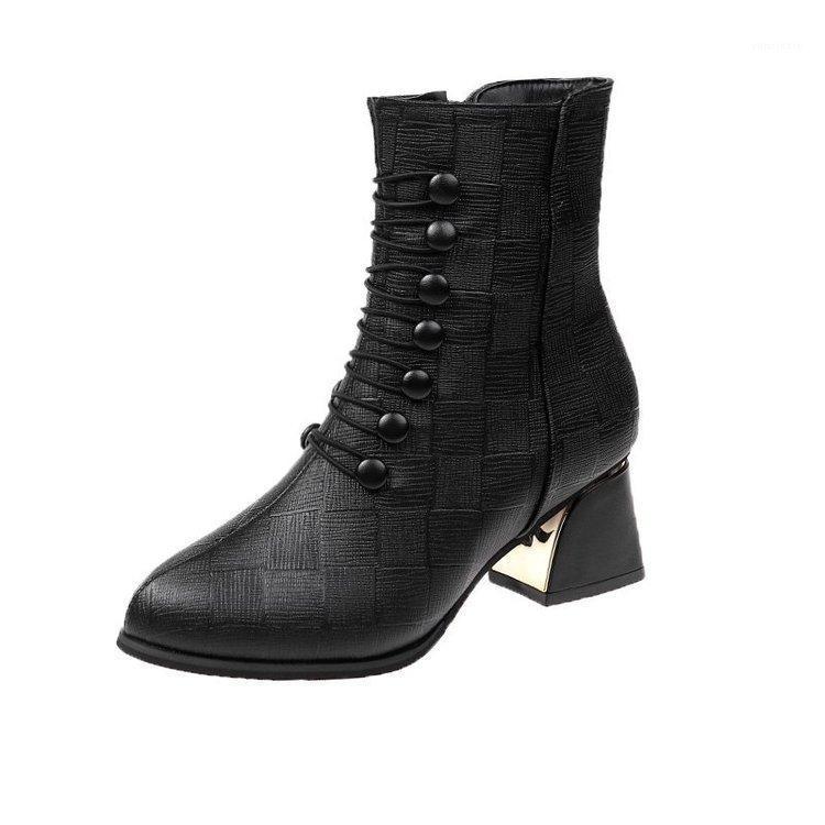 

Fashion Boots Heels Winter Boots Women Warm Snow Keep Shoes Female Mid-calf Platform Woman Shoes Ankle Boot Zapatos De Mujer 431, Black