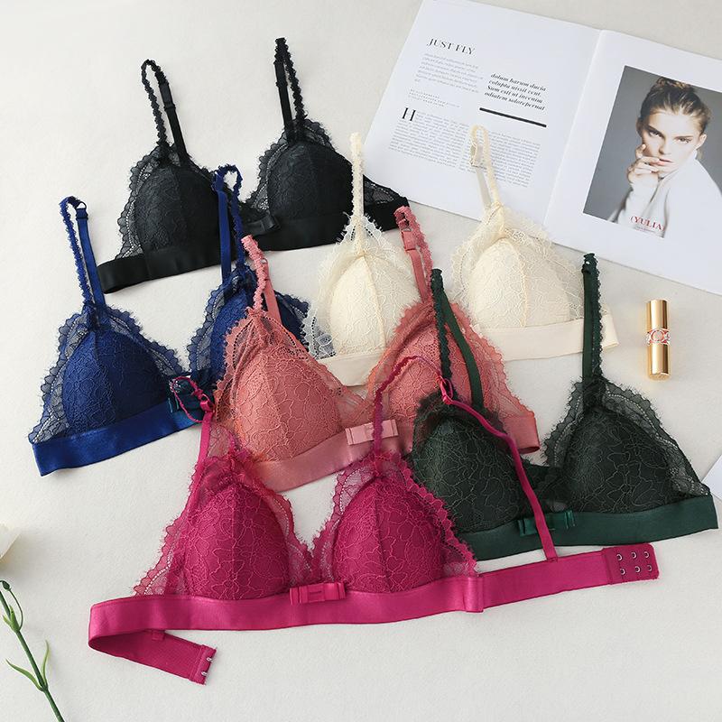 

Seamless Deep V Lace Bras For Women Wireless Push Up Bra Thin Comfort Underwear Sexy Lingerie French Style Bralette