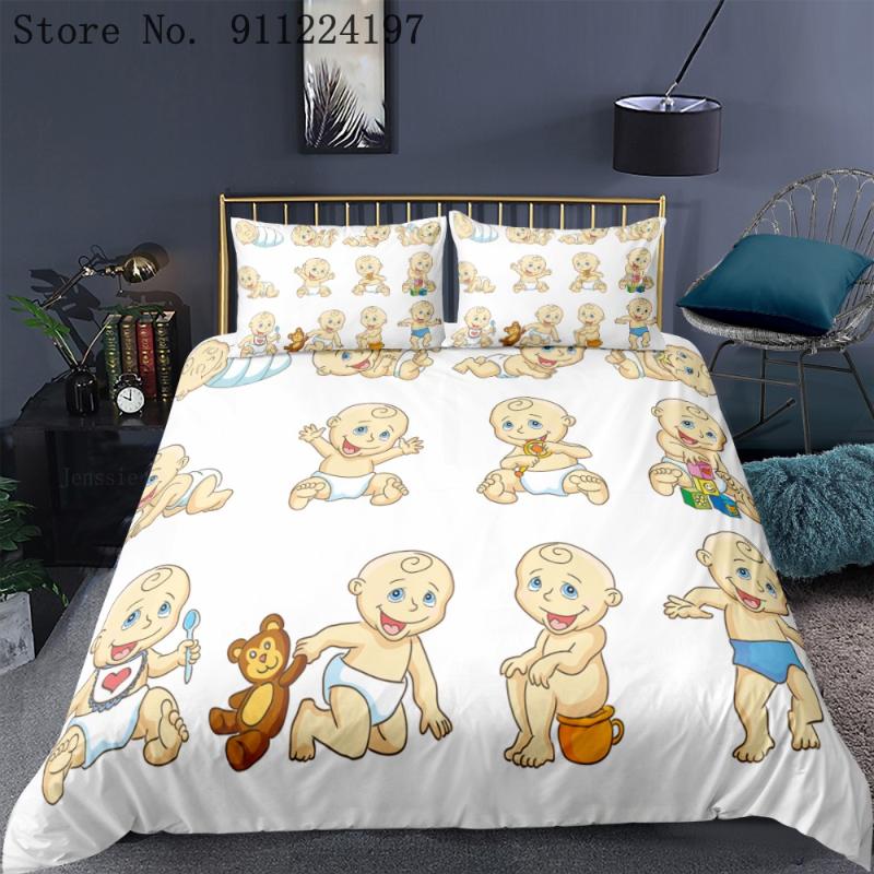 

Cartoon Bedding Set Baby Duvet Cover Sets Bed Linen Sheet Single Double Queen King Size Cute Quilt Covers Bedclothes For Kids, Black