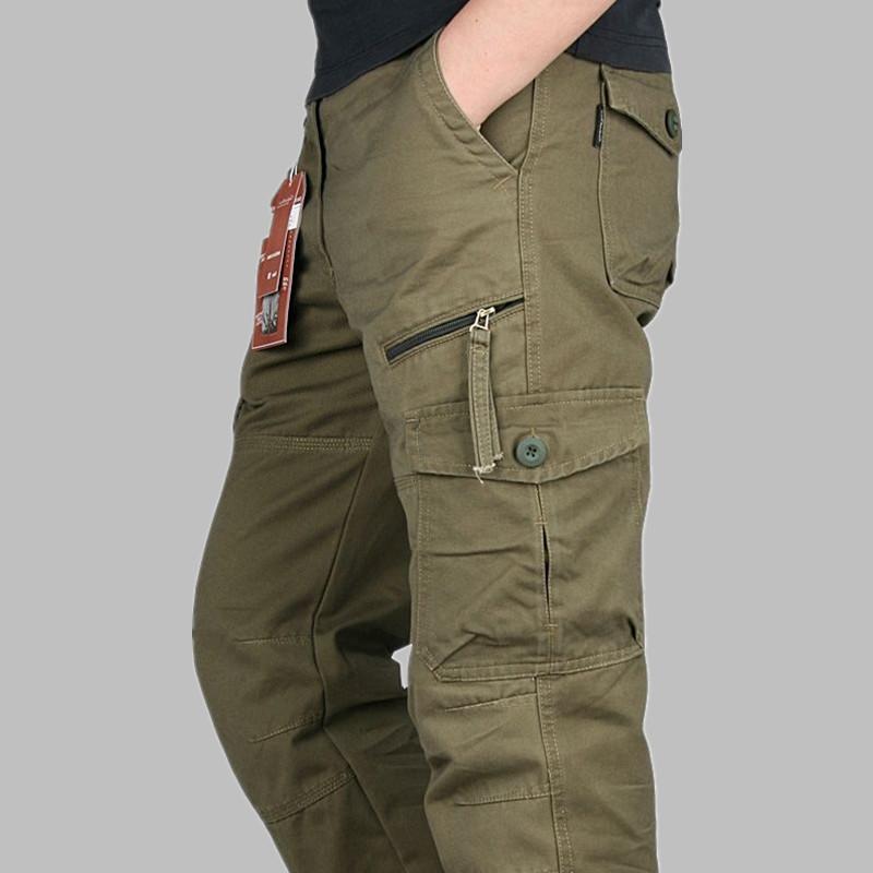 

New 2020 Men Cargo Pants Multi Pockets Tactical Pants Men Outwear Streetwear Army Straight Slacks Casual Long Trousers, Khaki