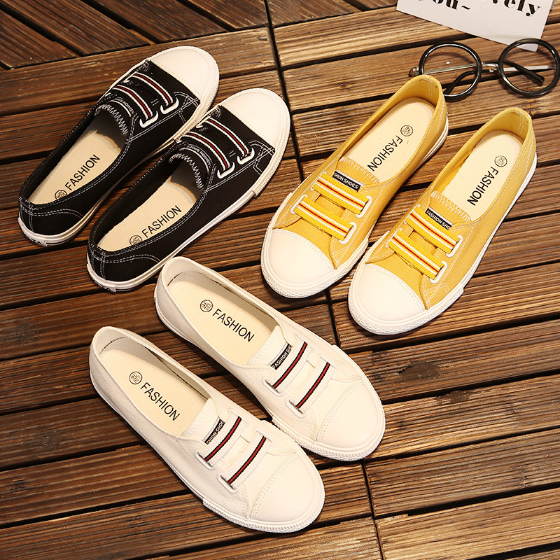 

High Quality Women shoes Summer Round Toe Lazy Shoes Casual Sport run Sneakers Flat Outdoor Elastic Band Sneakers zapatos de mujer 318-1, White