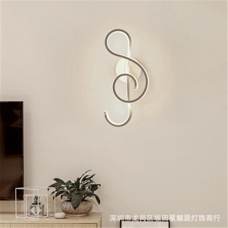 

Modern Creative Personality Music Symbol Led Wall Lamp Creative Kitchen Corridor Bedroom Mirror Decoration Background Wall Lamp