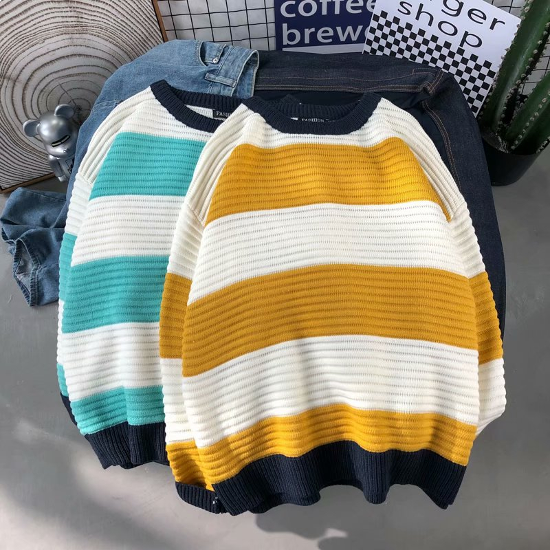 

2021 New Hot Thick Autumn Striped Women's Knitted Pullovers Sleeve Sweater Fashion More Size 9tez, 19038green