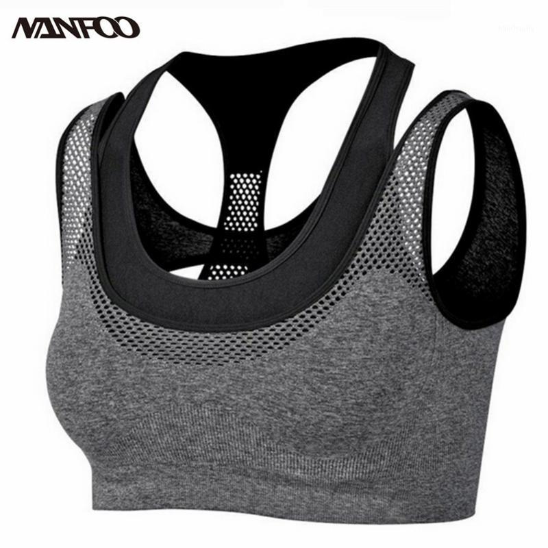 

Professional Women Yoga Bra Mesh Layered Top Deportivo Running Gym Fitness Sport Top Brassiere Sport bh sujetadores deportivos1, Blue