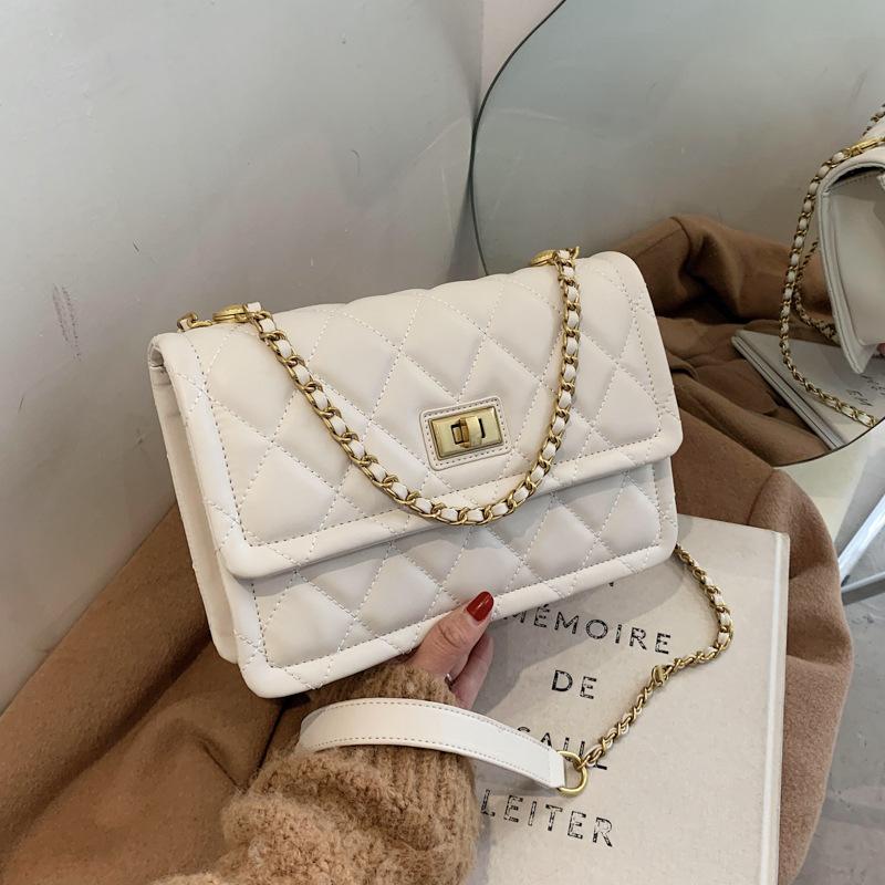 

Brand Chain Women's Small Bags 2021 Spring New Korean Fashion Fashion One Shoulder Messenger Bag Wild Personality Chain Bag, Black