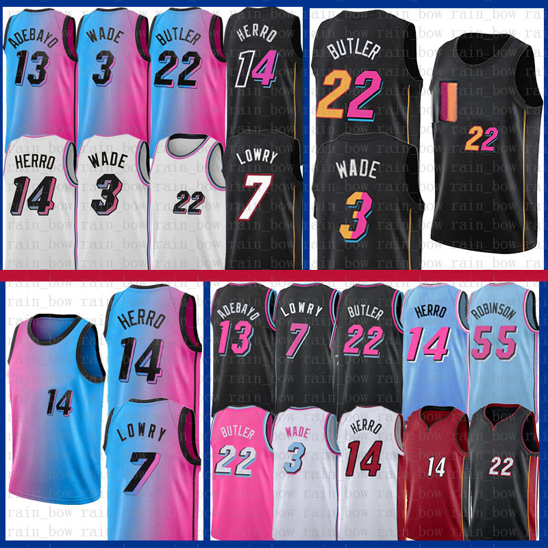 

Tyler Herro Jimmy Butler Basketball Jerseys 14 22 Dwayne Dwyane Wade Kyle Lowry Jersey Bam Adebayo Duncan Robinson 2021 Mens 3 7 13 55 Shirts S-XXL, Patch+mens jersey(rehuo)