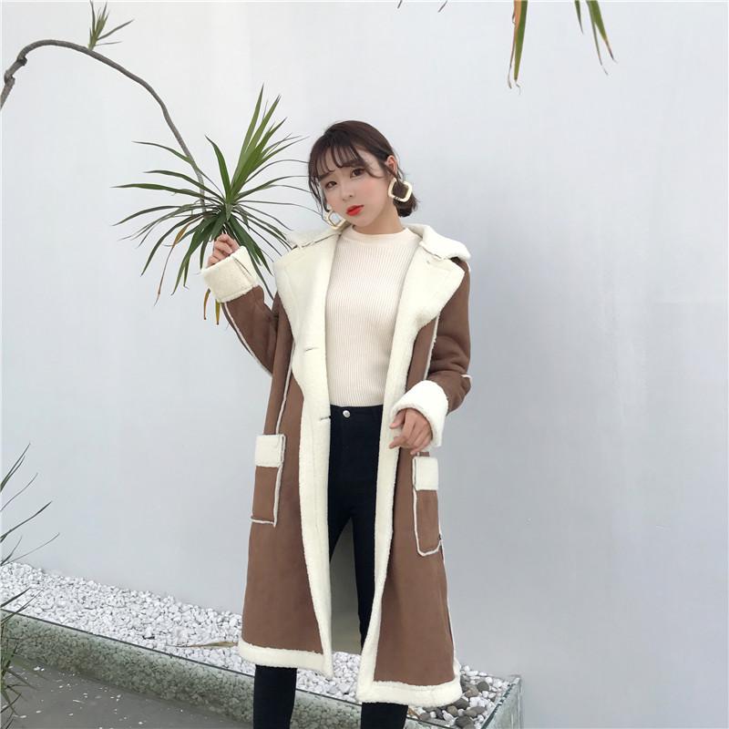 

2020 Winter Jackets Women Long Cashmere Coat Female Thick Woolen Coats Women Jacket Parka Slim Outwear Wool Blends, Brown