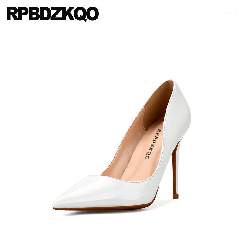 

pointed toe super ultra stiletto plus size patent leather pumps 8cm elegant shoes sexy white high heels 33 10 42 extreme women1, White 10cm