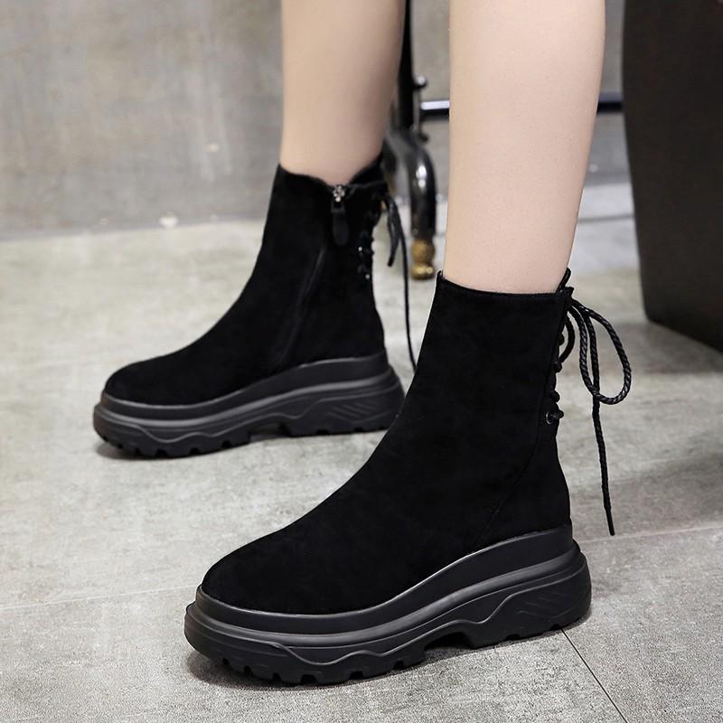 

2020 winter new snow boots women's fashion simple solid color plus velvet warm comfortable thick sole casual boots, Black