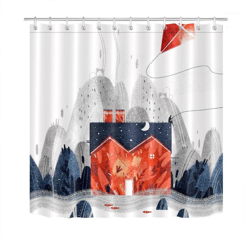 

Kite Flying on the Roof Shower Curtain Liner & Custom Bathroom Polyester Fabric1