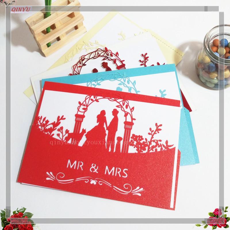 

10pcs Laser Cut Wedding Invitations Card Elegant Wedding Envelopes Event Party Decoration 12*18cm White Red 6zsh0701